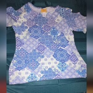 Womens Petite Small Top Blues/white